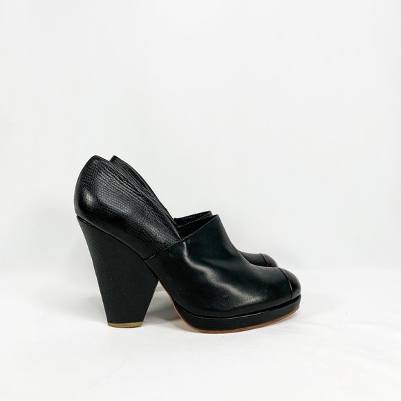 Rachel Comey Shoes - RACHEL COMEY Black Leather Chunky Snake Heels